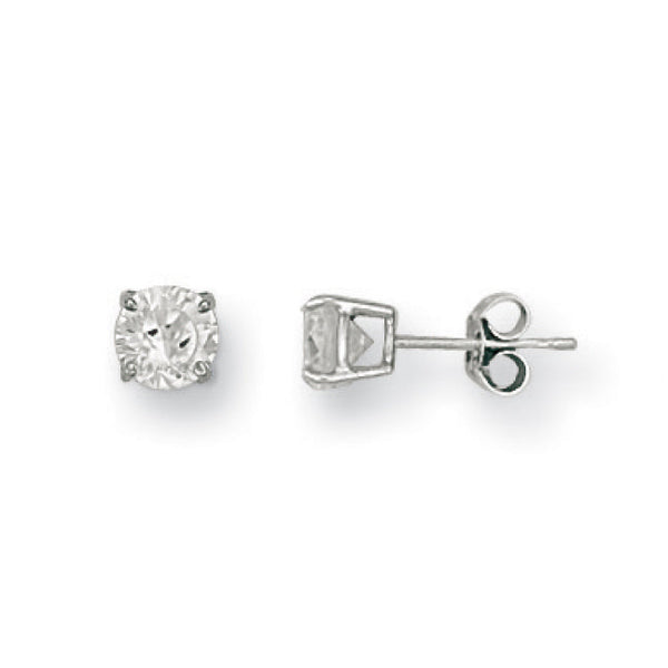Cubic Zirconia Earrings - W/G 5mm Claw Set Cz Studs - by Hearts Forever Jewellers