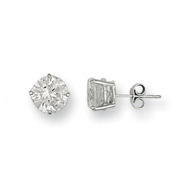 Cubic Zirconia Earrings - W/G 7mm Claw Set Cz Studs - by Hearts Forever Jewellers