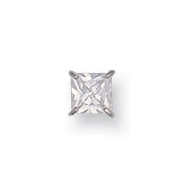 Cubic Zirconia Earrings - W/G Gents Claw Set Princess Cut 5mm CZ MAN Stud - by Hearts Forever Jewellers
