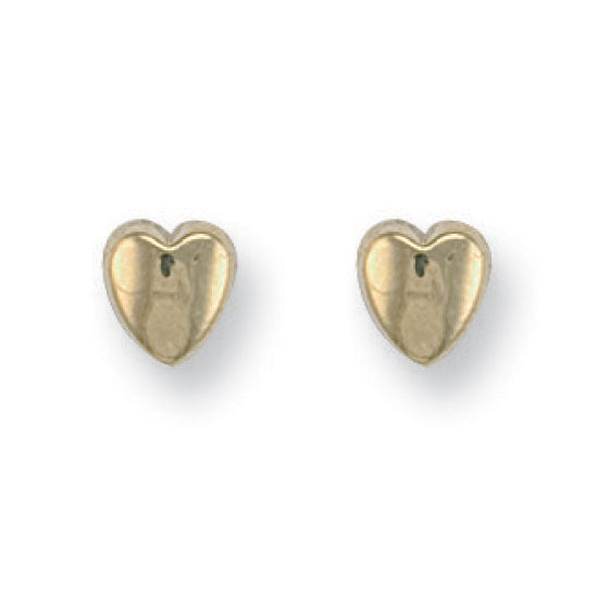 9k Yellow Gold Earrings - 9ct Y/G Heart Studs - by Hearts Forever Jewellers