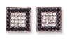 9k Yellow Gold Cubic Zirconia Earrings - 9ct Y/G Black & White Cz Square Studs - by Hearts Forever Jewellers