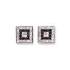 9k Yellow Gold Cubic Zirconia Earrings - 9ct W/G Black & White Cz Square Studs - by Hearts Forever Jewellers