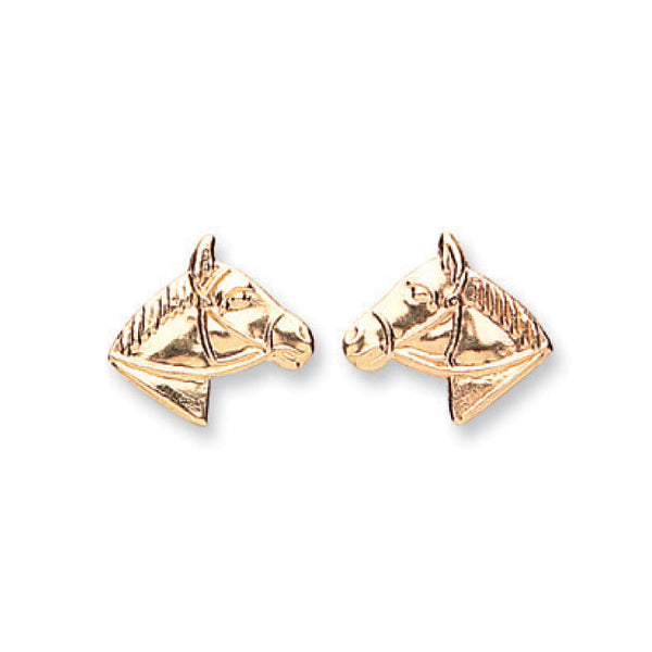 9k Yellow Gold Earrings - 9ct Y/G Horse Studs - by Hearts Forever Jewellers
