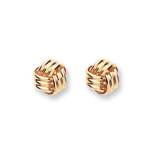 9k Yellow Gold Earrings - 9ct Y/G Fancy Knot Studs - by Hearts Forever Jewellers