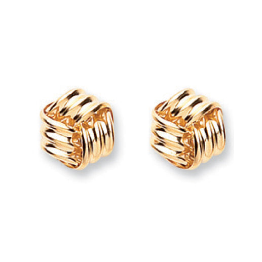 9k Yellow Gold Earrings - 9ct Y/G Fancy Knot Studs - by Hearts Forever Jewellers