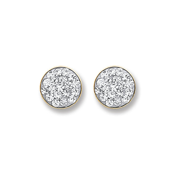 9k Yellow Gold Earrings - 9ct Y/G 6mm Round Crystals Studs - by Hearts Forever Jewellers