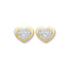 9k Yellow Gold Earrings - 9ct Gold Heart Shape with Crystals Studs - by Hearts Forever Jewellers
