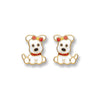 9k Yellow Gold Earrings - 9ct Gold Enameled Puppy Studs - by Hearts Forever Jewellers