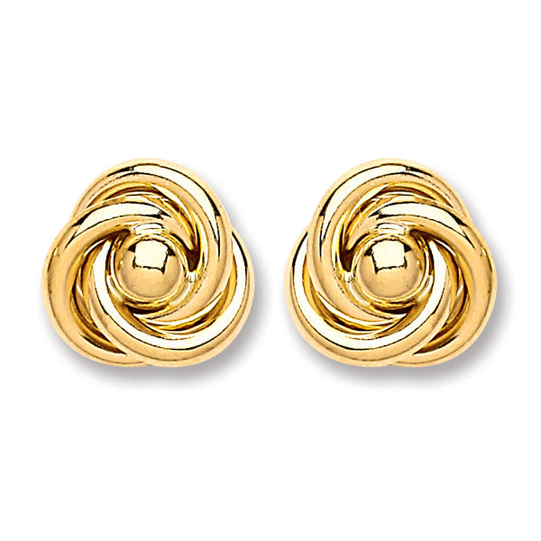 9k Yellow Gold Earrings - 9ct Gold Medium Knot Studs - by Hearts Forever Jewellers