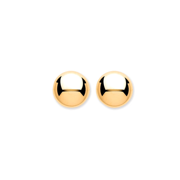 9k Yellow Gold Earrings - 9ct Y/G 7mm Button Ball Studs - by Hearts Forever Jewellers