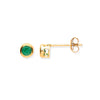 9k Yellow Gold Emerald Earrings - 9ct Y/G 3.8mm Emerald Rubover Studs - by Hearts Forever Jewellers