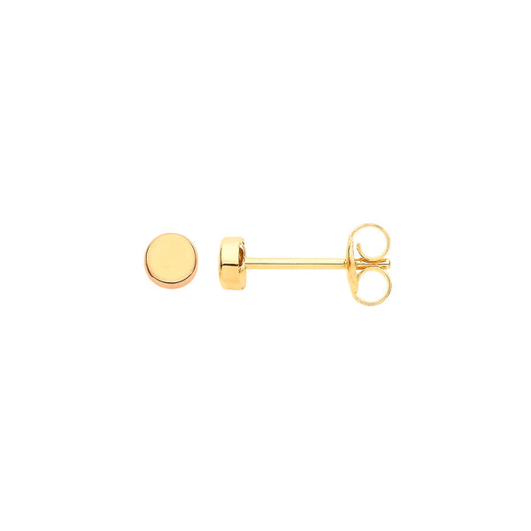 9k Yellow Gold Earrings - 9ct Y/G Plain Round 3.2mm Studs - by Hearts Forever Jewellers