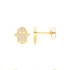 9k Yellow Gold Cubic Zirconia Earrings - 9ct Y/G Hamsa with Evil Eye CZ Studs - by Hearts Forever Jewellers