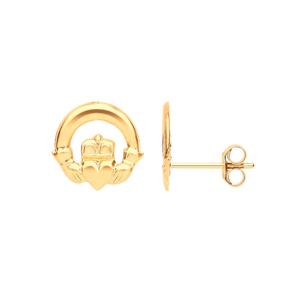 Ring - Y/G Claddagh Stud Earrings - by Hearts Forever Jewellers