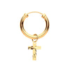Ring - Y/G Sleeper with Cross Charm Men's Single Earring - by Hearts Forever Jewellers