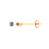 9k Yellow Gold Earrings - 9ct Y/G 2mm Claw Set Blue Crystal Studs - by Hearts Forever Jewellers