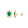 9k Yellow Gold Cubic Zirconia, Emerald Earrings - 9ct Y/G Emerald & CZs Cluster Studs - by Hearts Forever Jewellers