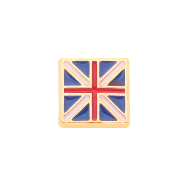 9k Yellow Gold Earrings - 9ct Y/G Union Jack Single Stud for Men - by Hearts Forever Jewellers