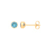 9k Yellow Gold Cubic Zirconia Earrings - 9ct Y/G 4mm Rubover Set Blue CZ Studs - by Hearts Forever Jewellers
