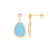 9k Yellow Gold Cubic Zirconia Earrings - 9ct Y/G CZ and Blue Glass Drop Studs - by Hearts Forever Jewellers