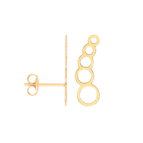 9k Yellow Gold Earrings - 9ct Y/G Graduated Circles Studs - by Hearts Forever Jewellers