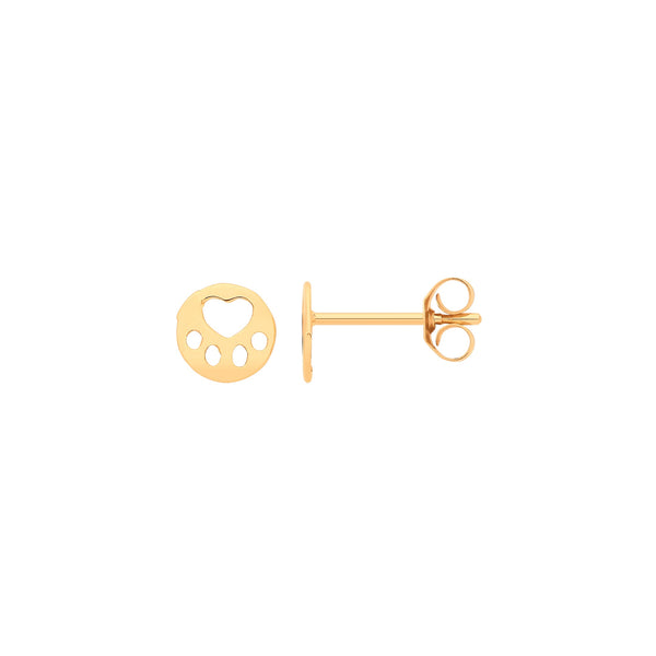 9k Yellow Gold Earrings - 9ct Y/G Paw Studs - by Hearts Forever Jewellers