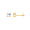 9k Yellow Gold Cubic Zirconia Earrings - 9ct Y/G Round 5mm CZ Stud - by Hearts Forever Jewellers