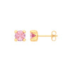 9k Yellow Gold Cubic Zirconia Earrings - 9ct Y/G Round 5mm PINK CZ Stud - by Hearts Forever Jewellers