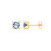 9k Yellow Gold Cubic Zirconia Earrings - 9ct Y/G Round 5mm BLUE CZ Stud - by Hearts Forever Jewellers