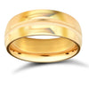 18k Yellow Gold Ring - 18ct Yellow Gold Standard Weight Court Profile Centre Groove Wedding Ring - by Hearts Forever Jewellers