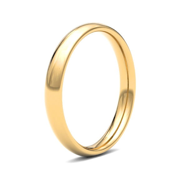 Ring - 22ct Yellow Gold Standard Weight 3mm Court Profile Mirror Finish Wedding Ring - by Hearts Forever Jewellers
