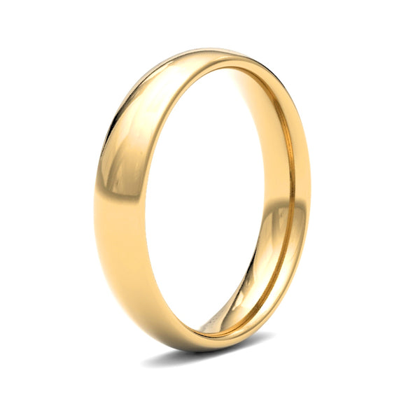 Ring - 22ct Yellow Gold Standard Weight 4mm Court Profile Mirror Finish Wedding Ring - by Hearts Forever Jewellers