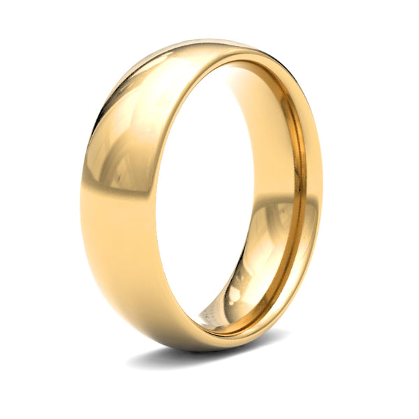 Ring - 22ct Yellow Gold Standard Weight 6mm Court Profile Mirror Finish Wedding Ring - by Hearts Forever Jewellers