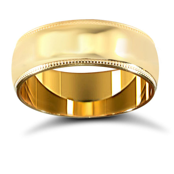 Ring - 22ct Yellow Gold Standard Weight 7mm Court Profile Mill Grain Wedding Ring - by Hearts Forever Jewellers