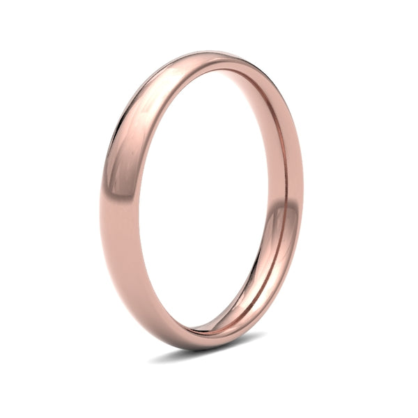 9k Rose Gold Ring - 9ct Rose Gold Standard Weight Court Profile Mirror Finish Wedding Ring - by Hearts Forever Jewellers