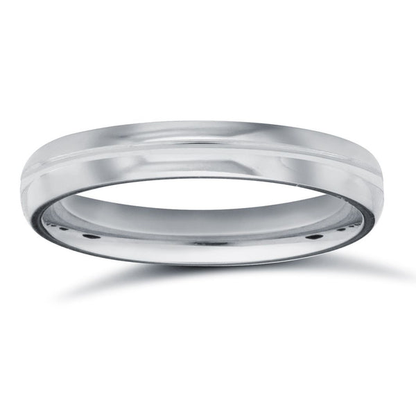 9k White Gold Ring - 9ct White Gold Standard Weight Court Profile Mirror Finish Wedding Ring - by Hearts Forever Jewellers