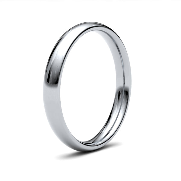9k White Gold Ring - 9ct White Gold Standard Weight Court Profile Mirror Finish Wedding Ring - by Hearts Forever Jewellers