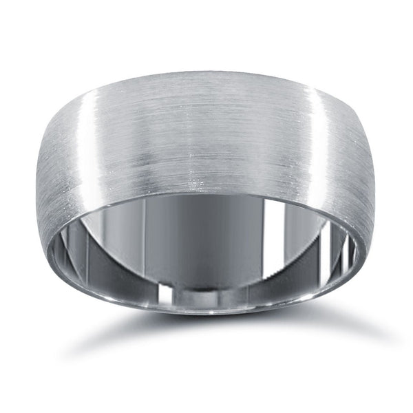 9k White Gold Ring - 9ct White Gold Standard Weight Court Profile Satin Wedding Ring - by Hearts Forever Jewellers