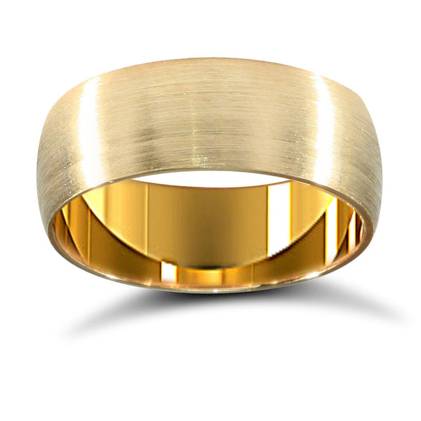 9k Yellow Gold Ring - 9ct Yellow Gold Standard Weight Court Profile Satin Wedding Ring - by Hearts Forever Jewellers