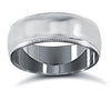 Palladium Standard Weight Court Profile Mill Grain Wedding Ring