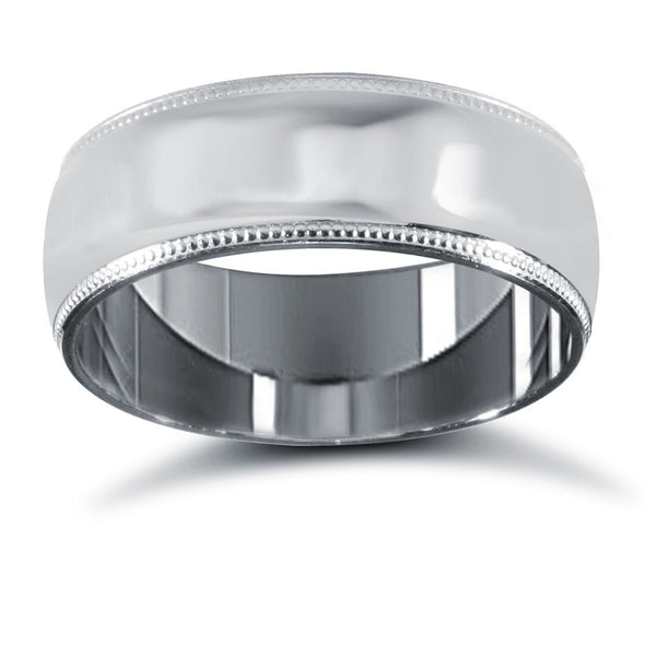 Platinum Ring - Platinum Standard Weight Court Profile Mill Grain Wedding Ring - by Hearts Forever Jewellers