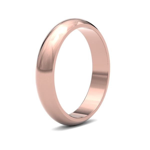 18k Rose Gold Ring - 18ct Rose Gold Standard Weight D-Shape Profile Mirror Finish Wedding Ring - by Hearts Forever Jewellers