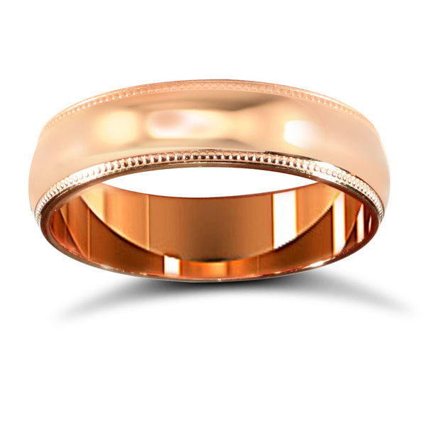 18k Rose Gold Ring - 18ct Rose Gold Standard Weight D-Shape Profile Mirror Finish Wedding Ring - by Hearts Forever Jewellers