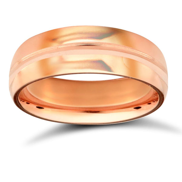 18k Rose Gold Ring - 18ct Rose Gold Standard Weight D-Shape Profile Mirror Finish Wedding Ring - by Hearts Forever Jewellers