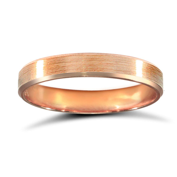 18k Rose Gold Ring - 18ct Rose Gold Standard Weight Flat Court Profile Mirror Finish Wedding Ring - by Hearts Forever Jewellers