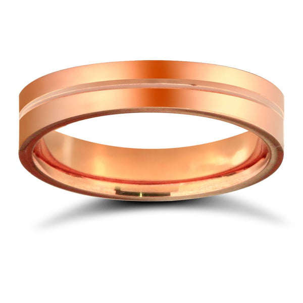 18k Rose Gold Ring - 18ct Rose Gold Standard Weight Flat Court Profile Mirror Finish Wedding Ring - by Hearts Forever Jewellers