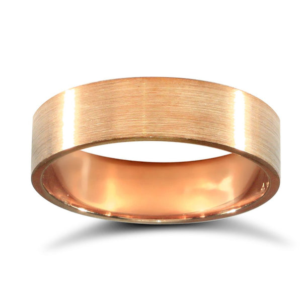 18k Rose Gold Ring - 18ct Rose Gold Standard Weight Flat Court Profile Mirror Finish Wedding Ring - by Hearts Forever Jewellers