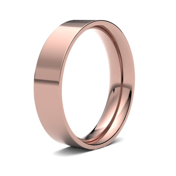 18k Rose Gold Ring - 18ct Rose Gold Standard Weight Flat Court Profile Mirror Finish Wedding Ring - by Hearts Forever Jewellers