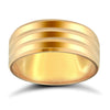 18ct Yellow Gold Standard Weight Flat Profile Double Groove Wedding Ring