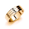 7mm Flat Court Bevelled Edge & Grooves Wedding Band